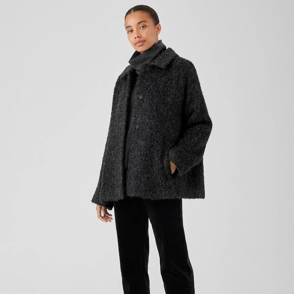 Eileen Fisher NWT s. L Alpaca Boucle Classic Collar Short Coat - Picture 1 of 6